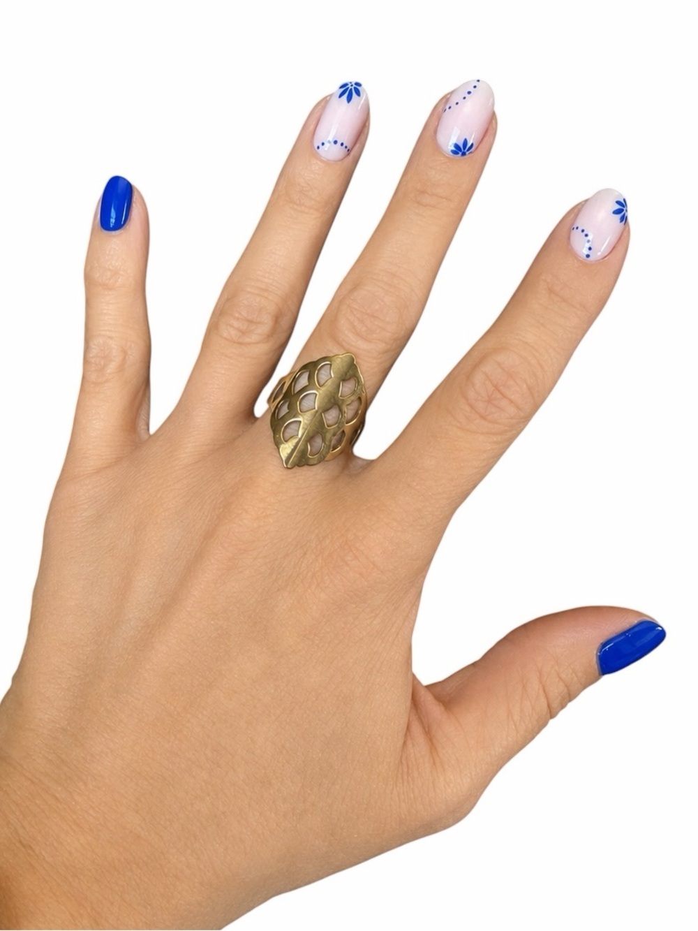 NWT Stainless Steel Filigree Gold-tone Statement Cocktail Ring